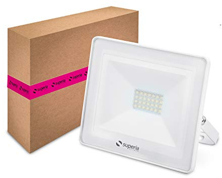 Superia Faro LED bianco da esterno 25W | Azienda ITALIANA | 2379 lumen Bianco Freddo 6000K, Proiettore Impermeabile IP66, per Giardini e Abitazioni, Fascio 120°, 230V AC, PRA25BF