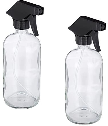 Relaxdays Spruzzino Nebulizzatore, Set 2x500 ml Bottiglie Spray Vuote, Vaporizzatore Parrucchieri, Pulizia, Trasparente