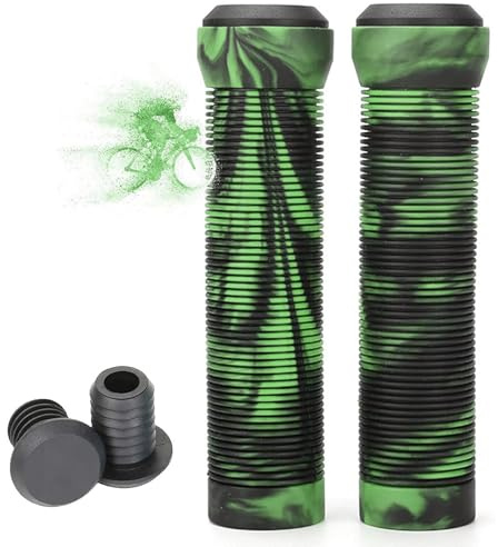 LORESJOY Manopole Ergonomiche per Bicicletta in Gomma, 1 Paio Bici Gomma Manopole Manubrio 22mm, Morbida Antiscivolo, Accessori Biciclette da Esterno, per BMX/MTB/Mountain Bike(Verde)