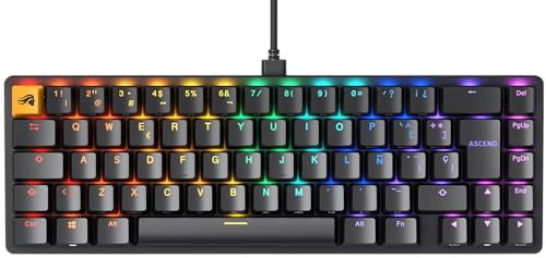 Glorious Gaming GMMK 2 Compact 65% - Teclado gaming mecánico, compacto TKL 65%, carcasa de aluminio, personalizable, keycaps dobles, switches Fox, RGB, distribuciones QWERTY español - Negro