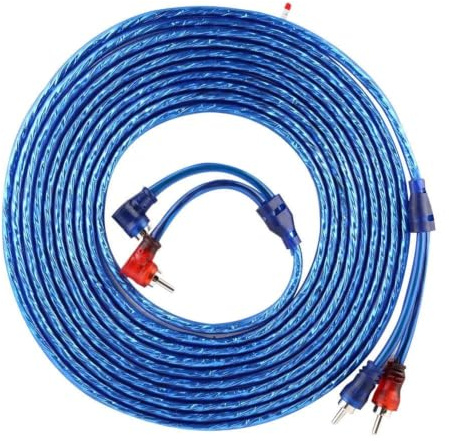 Headerbs Audiokabel, 5 Meter, Auto, Auto, Blau, Transparent, Cinch-Audio-Verbindungskabel, Ultraflexibel