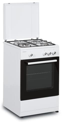INFINITON Cocina de gas CC56BWC - Ancho 50cm, 3 Zonas, Blanco, Quemadores con seguridad FFSD, compatible gas Natural y Butano