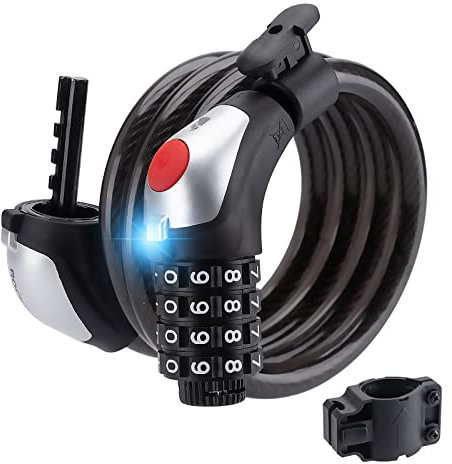 ROCKBROS Fahrradschloss Kabelschloss Hoch Sicherheitsstufe 4-Stellig Zahlencode Zahlenschloss 120cm/11mm Schloss für Fahrräder, Motorräder, E-bikes, Roller, Babywagen