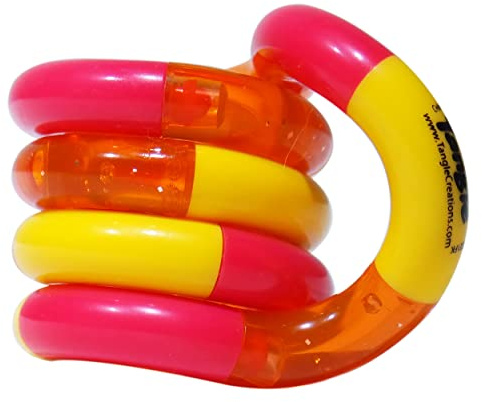Tangle 85707 Fidget Toy Junior Classic Serie, Antistress Finger Spielzeug, fördert Feinmotorik, beliebig dreh- und kombinierbar, Motorikspielzeug für Kinder ab 3 Jahre, Cherry - Pink, Gelb & Orange