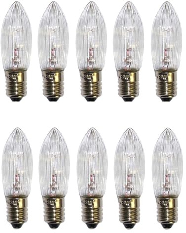 ShuoHui E10 Ersatzbirne Glühbirnen Lichter-bogen 34V AC 3W Riffelkerze Spitzkerze Warmweiß (25)