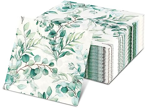 80 Stück Servietten Eukalyptus, 33 X 33CM Servietten Grün Servietten Hochzeit, Papierserviette Einweg, für Garten Hochzeit Party, 2-Lagige
