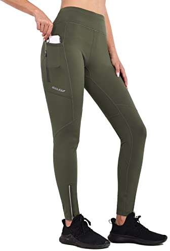 baleaf Legging Thermique doublé en Polaire pour Femme - Pantalon de Course à Pied avec Poches zippées