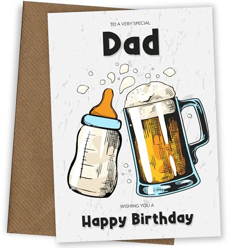 Hey Chimp Geburtstagskarte für Papa vom Baby – Sagen Sie „Happy Birthday“ zu seinem 1. Geburtstag als Papa oder von seinem neugeborenen Sohn oder seiner neugeborenen Tochter