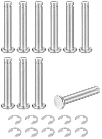 QUARKZMAN 10Set M5x30mm Perno Posizionamento Cilindrico Elastico Albero Acciaio Inossidabile 304, Perno Posizione Cilindro Cerniera Scanalato Testa Piatta con Ring Fissaggio Clip E, Argento