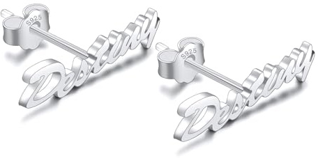 INBLUE Personalisierte Name Ohrringe für Frauen Mit Namen - 925 Sterling Silber Vergoldete Minimalistische Ohrstecker - Handgefertigt Zierliche Schmuck Geschenke für Sie