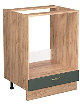 Vicco Herdumbauschrank Fame-Line, Grün-Gold Landhaus/Goldkraft Eiche, 60 cm, AP Eiche