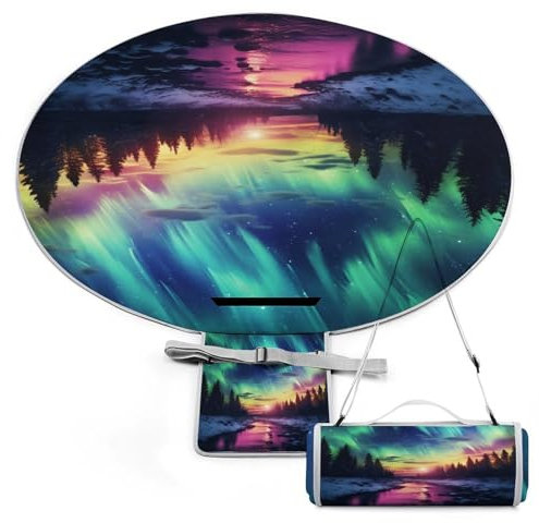 Xiputvl 3D-Eindruck Bunte Aurora Picknickdecke Tiere Strandmatte Outdoor Teppich Wasserdicht, Faltbar Stranddecke Für Strand, Camping, Wandern, Picknick 148x148cm