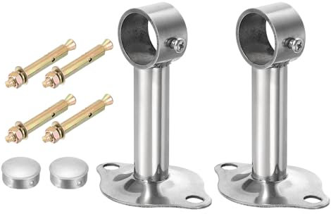 QUARKZMAN 2pz Staffa Asta Tenda a Soffitto, Adatta per Tubo 25mm/0,98 Lunghezza 100mm/3,94 Ganci Asta Tenda in Acciaio Inossidabile per Pareti Armadio Tubo Tenda, Argento
