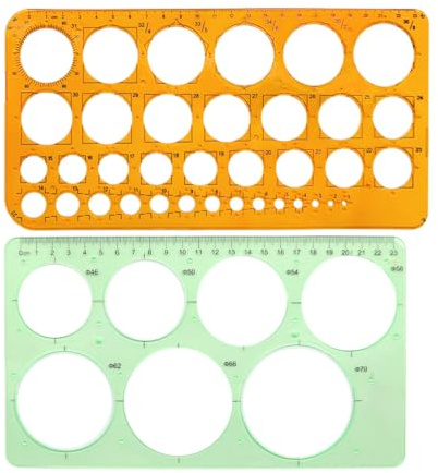 WeddHuis 2 Stück Kreisschablone zum Zeichnen Quilling Schablone Digitale Messschablonen Lineale Transparent für Büro und Schule Bau Schalung Zeichnungen Vorlagen (Orange)