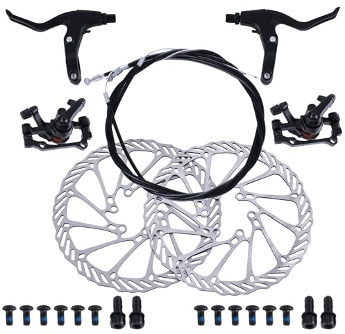 TIOMIOSEA Bremssattel Fahrrad Scheibenbremse Set, 160mm Bremsscheibe Fahrradbremsensatz Bremssattel Scheibe vorne und hinten, Fahrradbremshebel aus Vollaluminiumlegierung, für Mountainbike