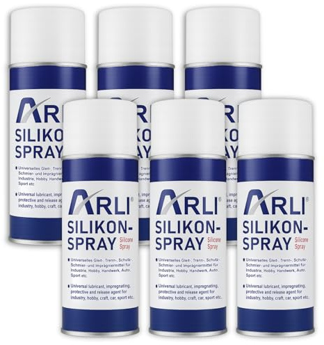 ARLI Silikonspray 6x 400ml Universelles Gleitmittel Trennmittel Schmiermittel Schutzmittel für Kunststoff Holz Metall Gleitspray Pflegemittel Automobil Sportgeräte Handwerk Industrie