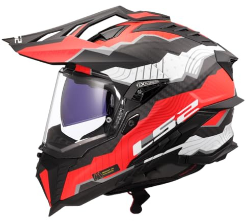 LS2, Motocross-Helm Explorer Carbon Trick White Red, XXL
