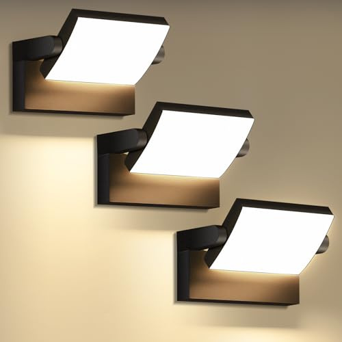 GXXG 40W Applique Murale Exterieur LED, 3000K Blanc Chaud Noir Applique Intérieure avec panneau LED pivotant à 350°, Éclairage Extérieur Réglable de Façade en Aluminium, Ip65 étanche
