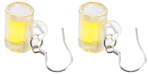 OATIPHO Kreative Bierbecher Damen Ohrringe, Lustiger Modeschmuck aus Harz für Oktoberfest Party und Biergarten, Witzige Hängende Anhänger für Sommer Festivals, Gelb, 1 Paar