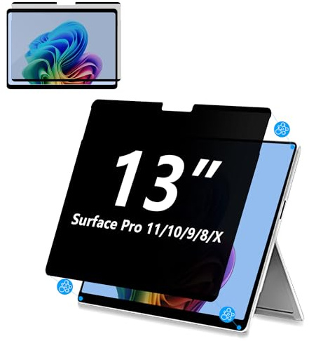 MEGOO Protector de pantalla de privacidad para Surface Pro 11/10/9/8/X 13 pulgadas, antiespía, antirreflejos, bloqueo de luz azul y UV, nano tecnología magnética, diseño extraíble