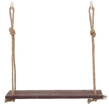 Cabilock Hanging Shelf Rope Shelf Jute Rope Floating Display Rack Wall and Ceiling Mounted Storage for Flowerpots Ornaments Photo Frames Home Decor 19.69 X 5.91 X 0.59 in