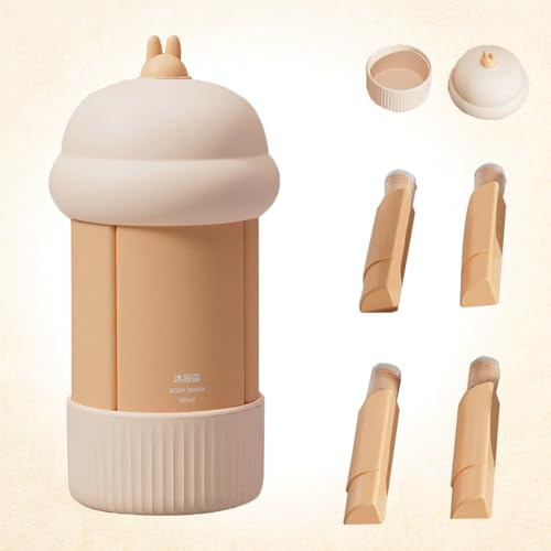FISH DRAGATE 4 in 1 Bottiglie da Viaggio in Silicone,bottiglie da viaggio kit da riempire,Contenitori per Aereo,240 ml,a prova di perdite,per shampoo, crema, liquidi e lozione