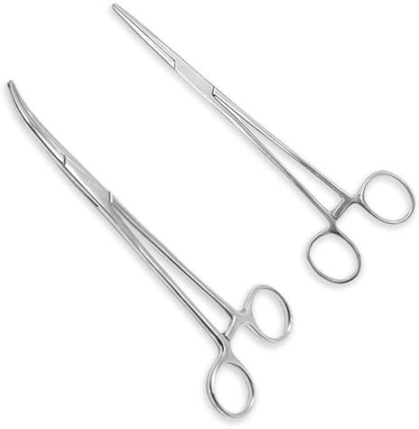 2 Pcs Stainless Steel Hemostat Forceps - Multipurpose Locking Pliers for Fishing,Pet Grooming,DIY Crafts & Arts | Precision Tweezers with Serrated Jaw for Small Objects,Tissue Handling and Hobby Use