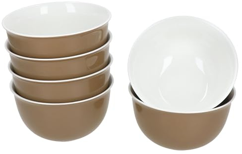 Ritzenhoff & Breker Lot de 6 bols à nougat Doppio I 14 cm I 450 ml I Bol en porcelaine blanc/marron pour 6 personnes I Bol pour salade, céréales, chips et autres I Vaisselle pour petit déjeuner