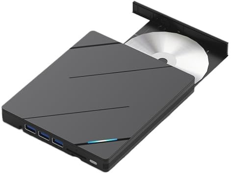 Graveur De DVD Mobile for Ordinateur Portable, Lecteur Optique Multifonction Externe USB3.0/Type-c(Blu-Ray DVD Drive (with Burning))