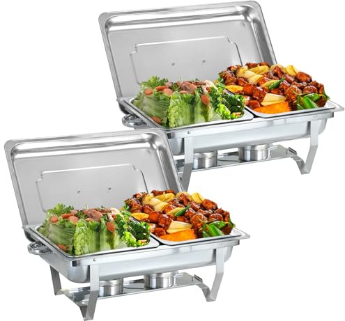WJYTDHIQS 2/4/6 PC 9 L Chafing Dish Edelstahl Buffet, Wärmebehälter Rechaud, Chafing Dish | Edelstahl Warmhaltebehälter | Speisenwärmer | Wärmebehälter | Rechaud, für Hochzeiten Buffet