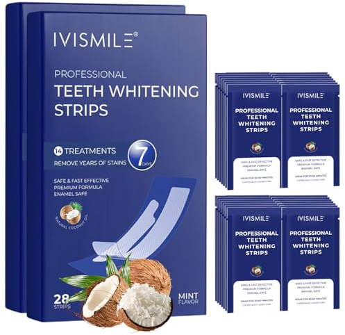 Teeth Whitening Strips Für 28 Anwendungen,Professional Whitening Strips,Bleaching Stripes,Schützt Den Zahnschmelz,Entfernt Schnell Alle Verfärbungen,56-Teilige Packung