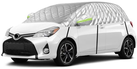 Hagelfilt halvgarage kompatibel med Toyota Yaris 2013–2025 XP150 Hatchback, snöskydd halvt bilskydd 6 lager tjockt frostskydd halvskydd med vindtät rem reflexränder