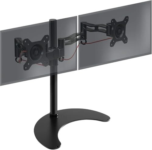 Duronic DM35D2 Brazo para Monitor de 13 a 27| para 2 Pantallas de 8kg máx | 2 Brazos Extensibles hasta 33cm y Giratorios 180°| Pie de Base Fija | Cabezal VESA 75 y 100 Giratorio Inclinable ±15°