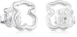 TOUS Pendientes de Plata de Primera Ley para Mujer con Cierre a Presión, Medida del Oso: 1,15 cm, Versátil e atemporal, Colección New Carrusel