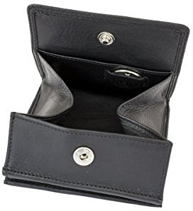 LEAS RFID portemonnaie particulier en cuir de vachette, fabrication façon viennoise, avec compartiment pour la monnaie carré typique et sécurisé Protection RFID Blocage avec boîte à cadeau, noir