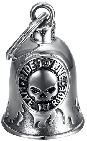 BOBIJOO JEWELRY - Glücksbringer Glöckchen Schutz Motorrad Stahl-Chome Biker Triker Ride to Live