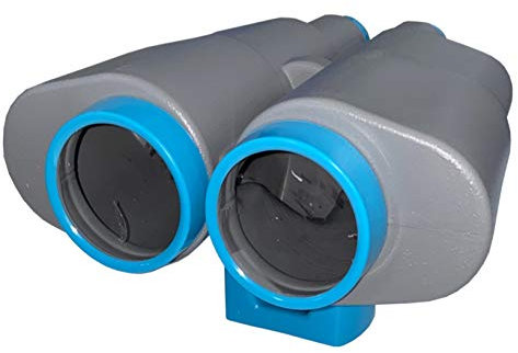 Prismáticos grandes orientables y giratorios para torre de escalada, accesorios de torre de juegos, telescopio de polietileno incl. pie de fijación y tornillo para madera, color gris/turquesa