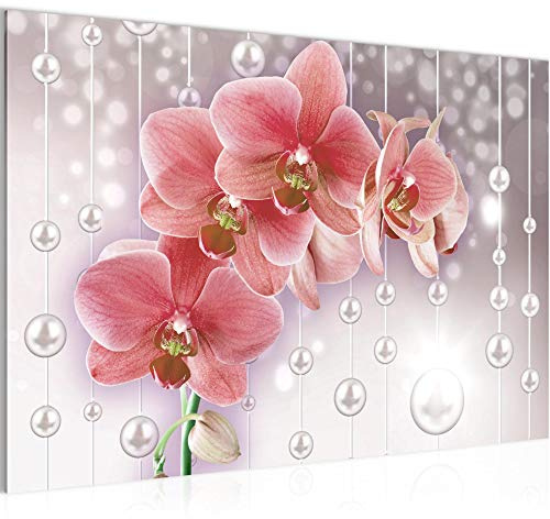 Runa Art Bild Blumen Orchidee Modern Wandbilder Wohnzimmer 1 Teilig - Made In Germany - Perlen Rosa Flur 208115a