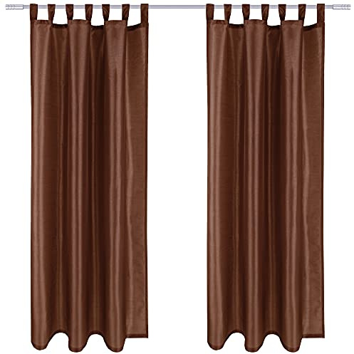 Bestlivings Blickdichte Gardine Alessia 2er Pack in Braun mit Schlaufen Gr. 140x145cm (BxL), in vielen Größen und Farben