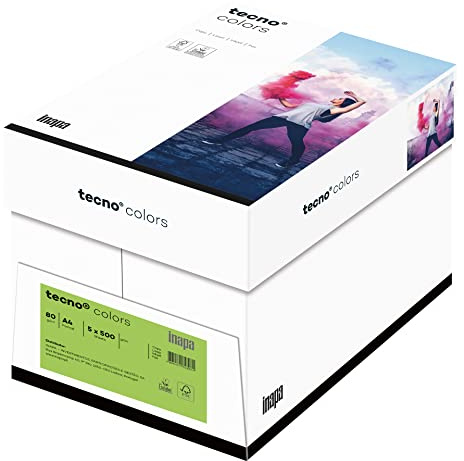 inapa farbiges Kopierpapier, buntes Papier tecno Colors: 80 g/m², A4, 2.500 Blatt (5x500), grün