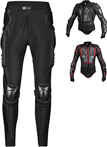 YEASQGS Motorrad-Schutzausrüstung für Hüfte, Oberschenkel, Knie, Protektor, MTB, Dirt Bike, Rennsport (Schutzhose, Unisex, Schwarz, Alpha 30)