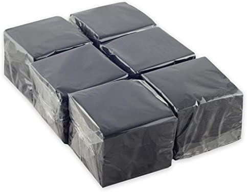 Hostelnovo - Pack of 600 black table napkins, disposable paper - micro quilted paper - 10 x 10 cm (folded) and 20 x 20 cm (unfolded) - ideal for catering, bars and parties