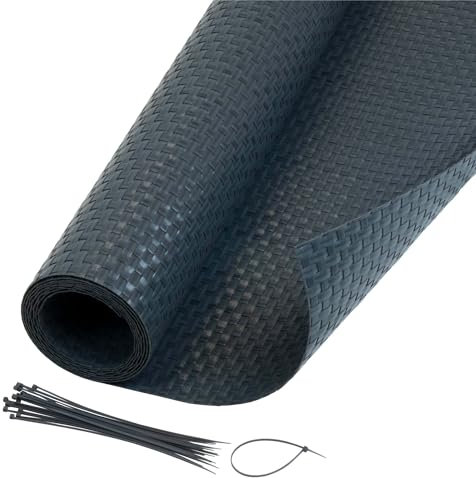 Jardinion Sichtschutzmatte Rattan Optik 0,90 x 5m Anthrazit Sichtschutz, geeignet als Terrassen, Gartenzaun und Balkon Sichtschutz, inkl. Kabelbinder