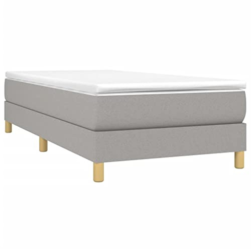 vidaXL Boxspring-sängram ljusgrå 100x200 cm tyg, enkelsäng, säng, säng ram, enkelsängar, sängar, säng ramar, resårmadrass, resårmadrasser, pocketersårmadrass
