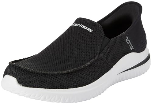 Skechers Herren Delson 3.0 Cabrino Schlüpfen, Black Knit, 41 EU