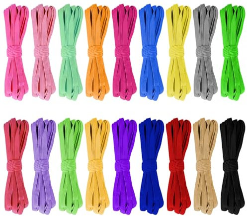 Zeuwets 18 Farben Buntes Gummiband 6mm Zum Nähen - Flache Elastische Gummilitze für Nähzubehör, DIY Handwerk und Kleidung