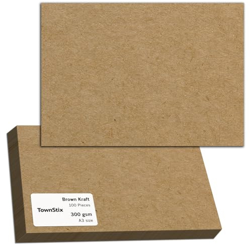 100 Blatt, 300g - Kraftpapier A3, Kartonpapier Fotokarton Tonkarton Pappe Braun Karton | Tonkarton Pappe Braun