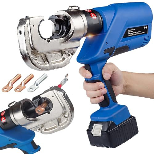 HTIANMM Pince à sertir hydraulique Rechargeable, Pince à sertir électrique hydraulique 16-400 mm², Outil de sertissage de câble alimenté par Batterie au Lithium pour cuivre