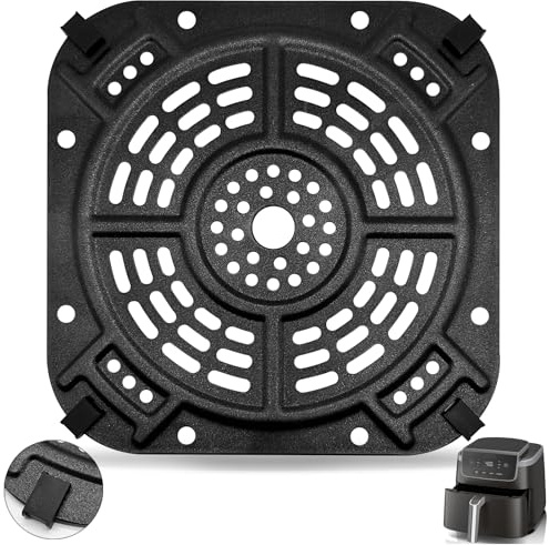 GCQ Air Fryer Replacement for Ninja 4-in-1 AF140UK AF110UK Air Fryer 4.7L, 21.4 ×21.4 CM Air Fryer Grill Pan Grill Plate Crisper Plate Replacement Parts Tray Rack with Rubber Bumpers, Dishwasher Safe