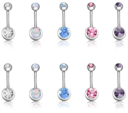 TYFGRT 10Pcs Clavos De Ombligo De Acero Inoxidable, Joyería De Ombligo, Joyería De Perforación del Cuerpo, Joyería De Perforación del Ombligo, Joyería De Ombligo De Moda